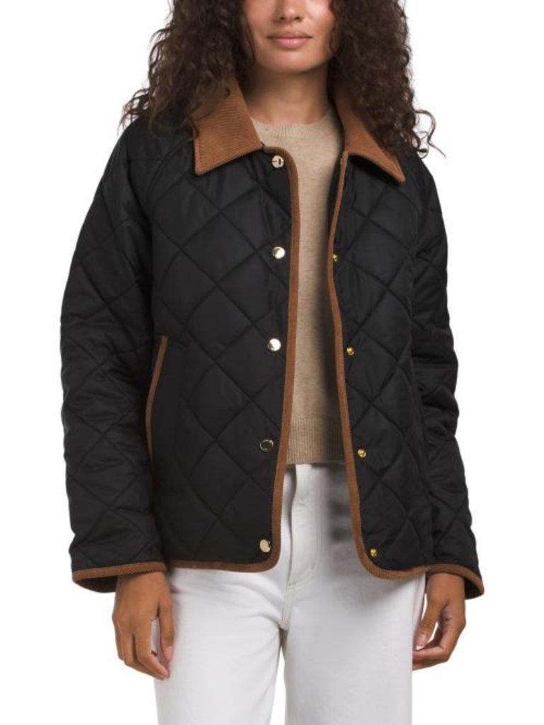 London Fog Missy Corduroy Collared Quilted Jacket